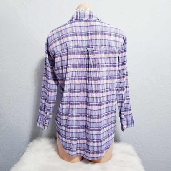 MADEWELL plaid print button shirt top blouse XS - Picture 5 of 6